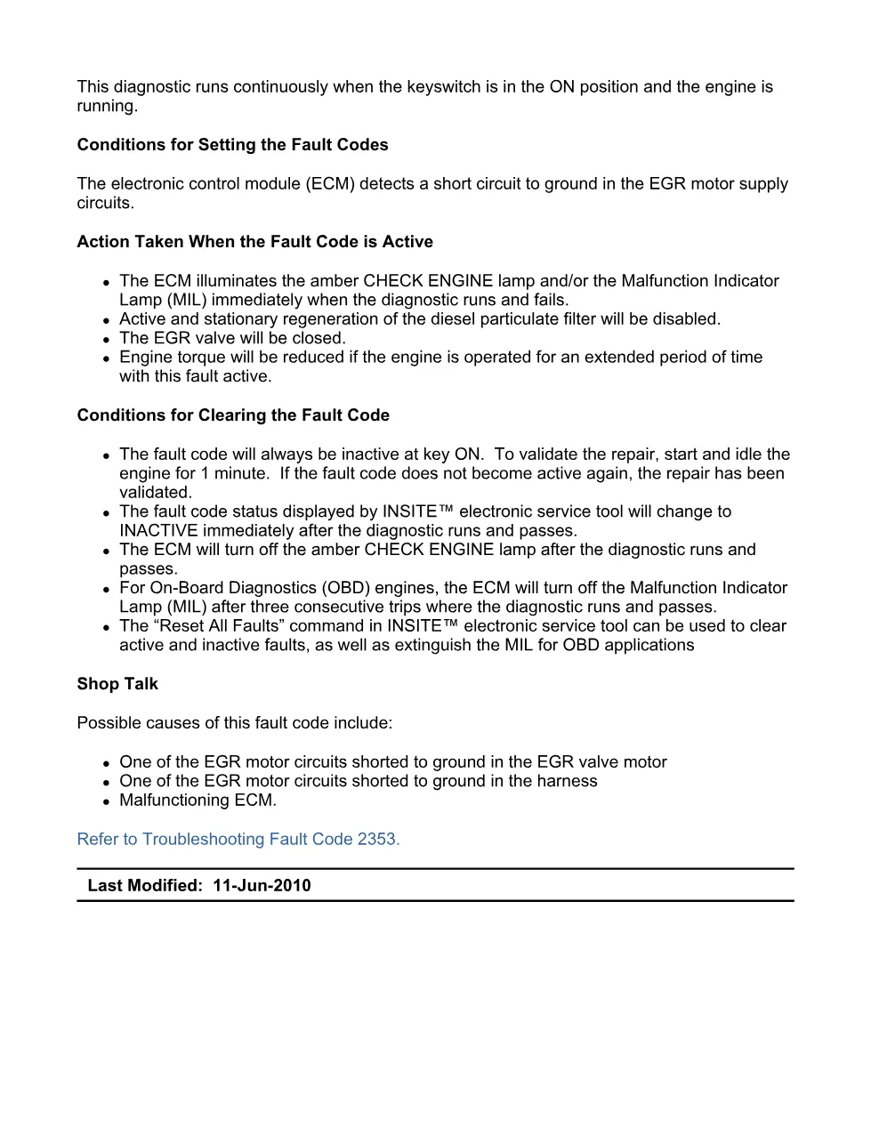 Cummins fault code 2353 troubleshooting manual – SPN 2791 FMI 6/6 - preview page 2 of 6