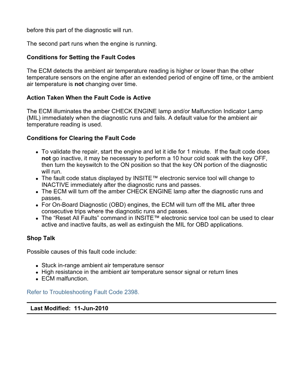 Cummins fault code 2398 troubleshooting manual – SPN 171 FMI 2 - preview page 2 of 6