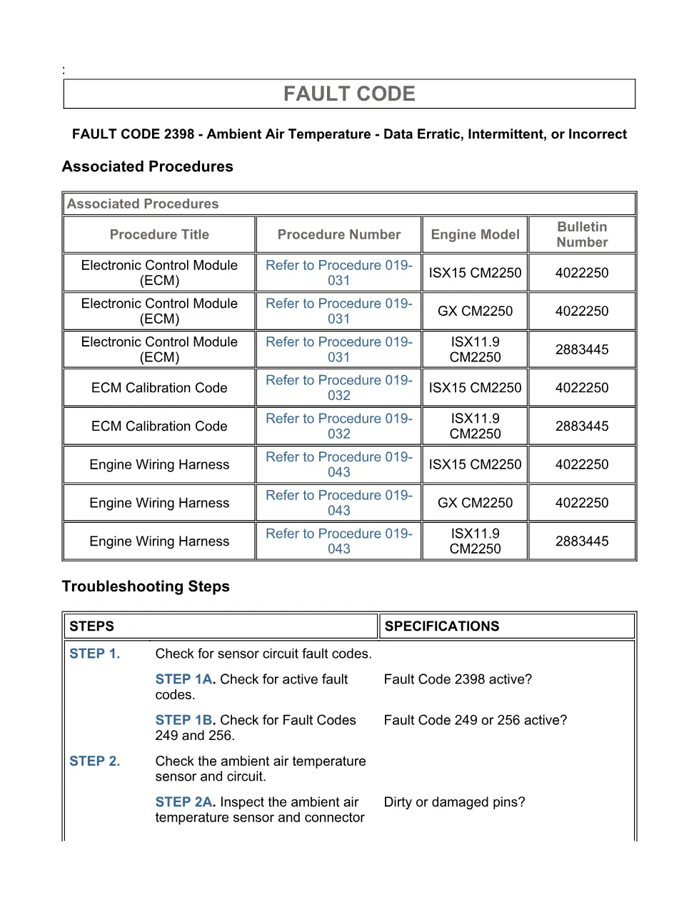 Cummins fault code 2398 troubleshooting manual – SPN 171 FMI 2 - page 3 is available after signing in
