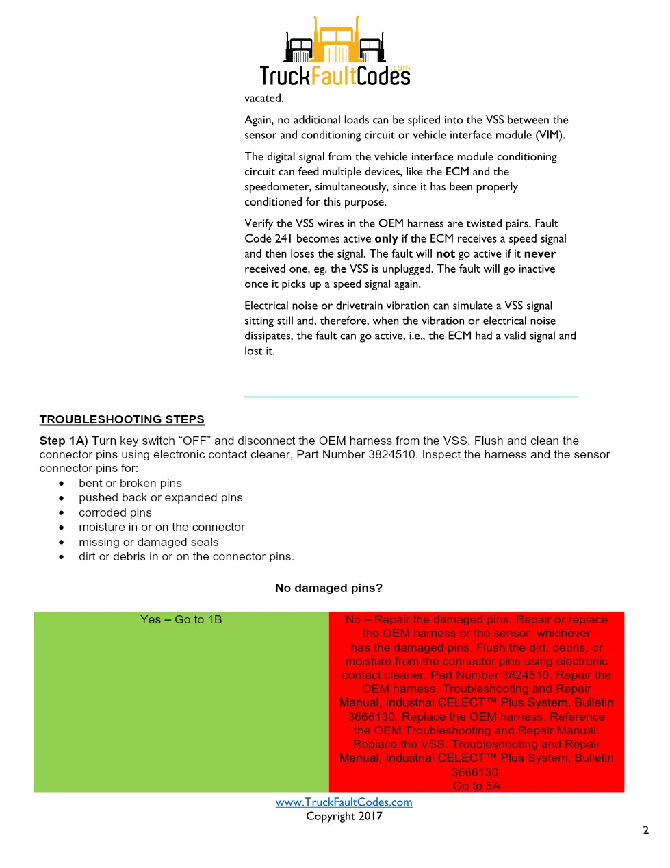 Cummins fault code 241 — Vehicle Speed Sensor Circuit – Official - preview page 2 of 6