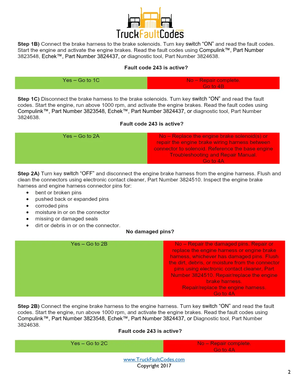 Cummins fault code 243 — Engine Brake Supply Circuit – Official - preview page 2 of 4
