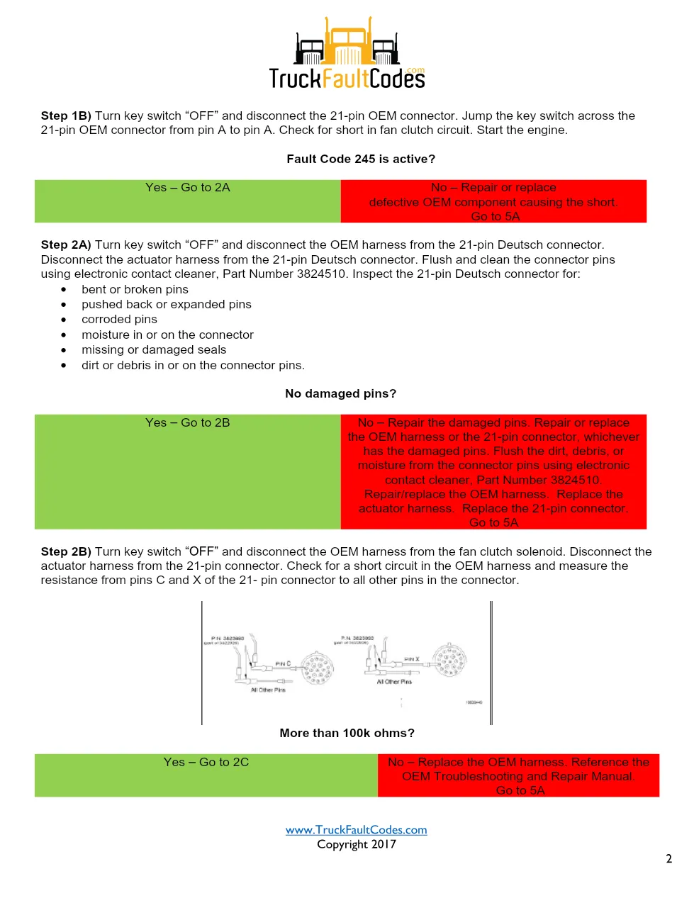 Cummins fault code 245 — Engine Fan Clutch Supply Circuit – Guide - preview page 2 of 5