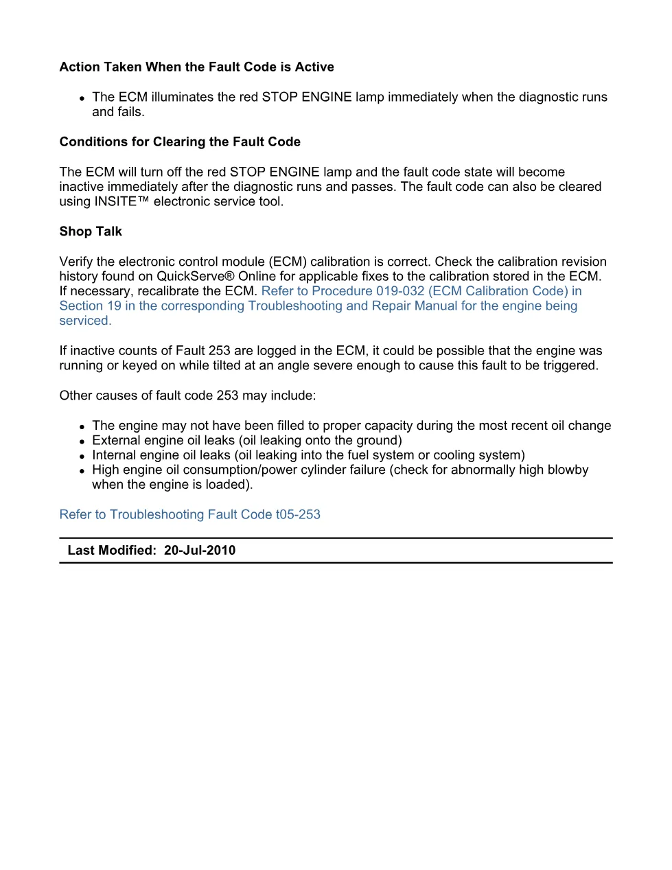 Cummins fault code 253 troubleshooting document — Engine Oil - preview page 2 of 3