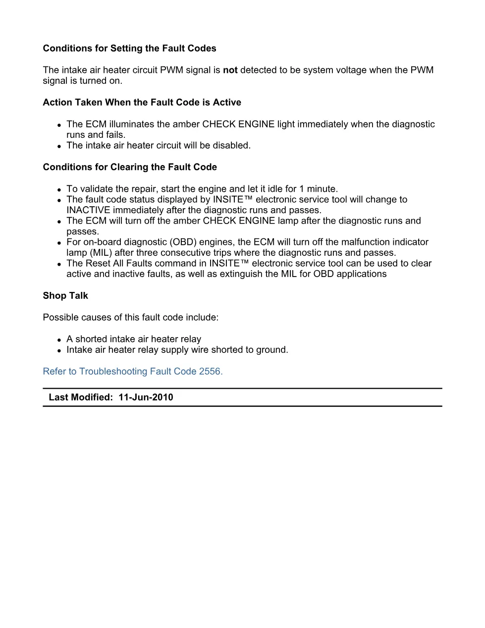 Cummins fault code 2556 — Engine Intake Air Heater 1 Circuit, SPN - preview page 2 of 6