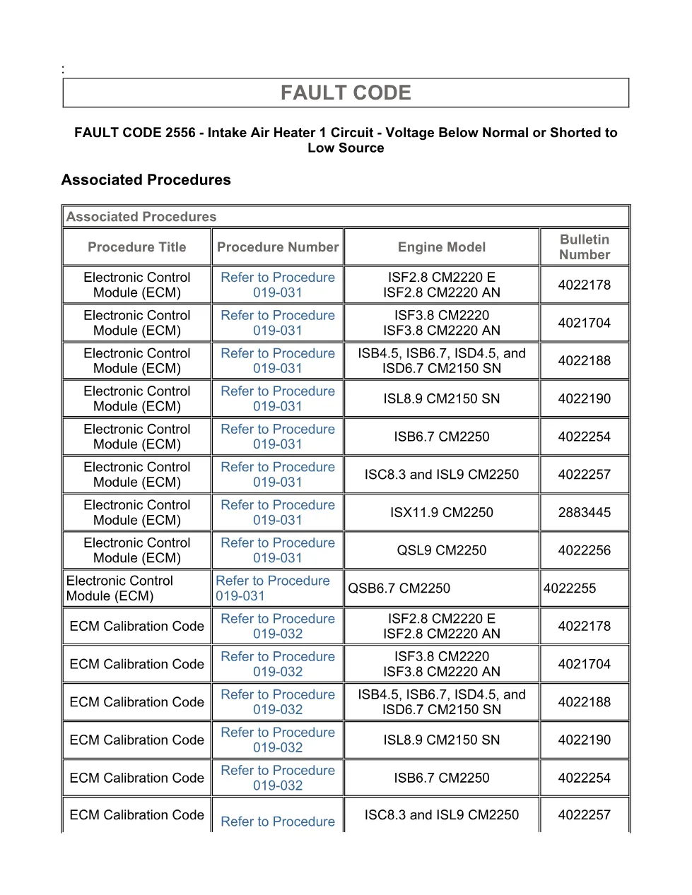 Cummins fault code 2556 — Engine Intake Air Heater 1 Circuit, SPN - page 3 is available after signing in