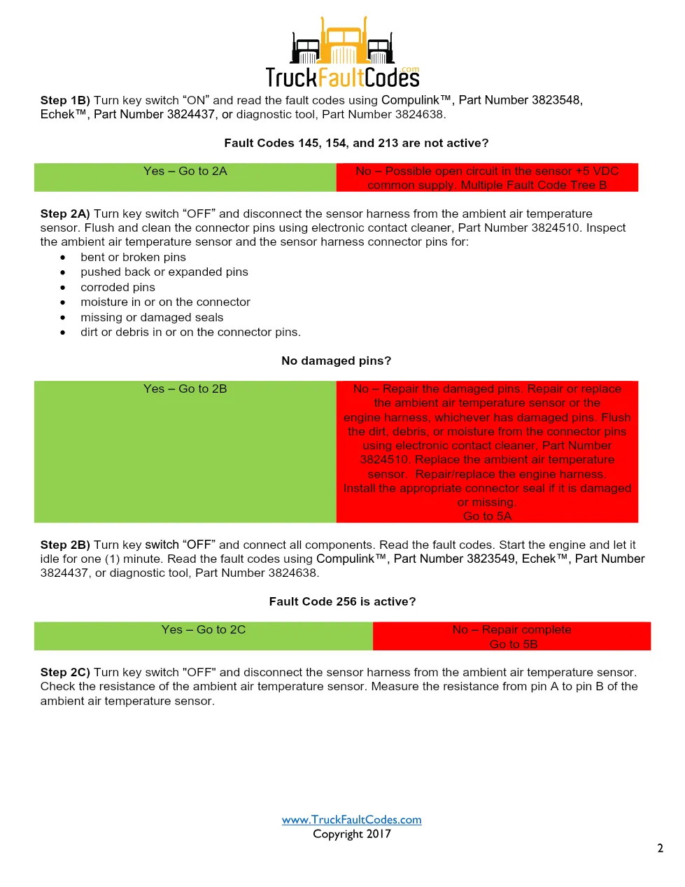 Cummins fault code 256 — Ambient Air Temperature Sensor Circuit - preview page 2 of 6