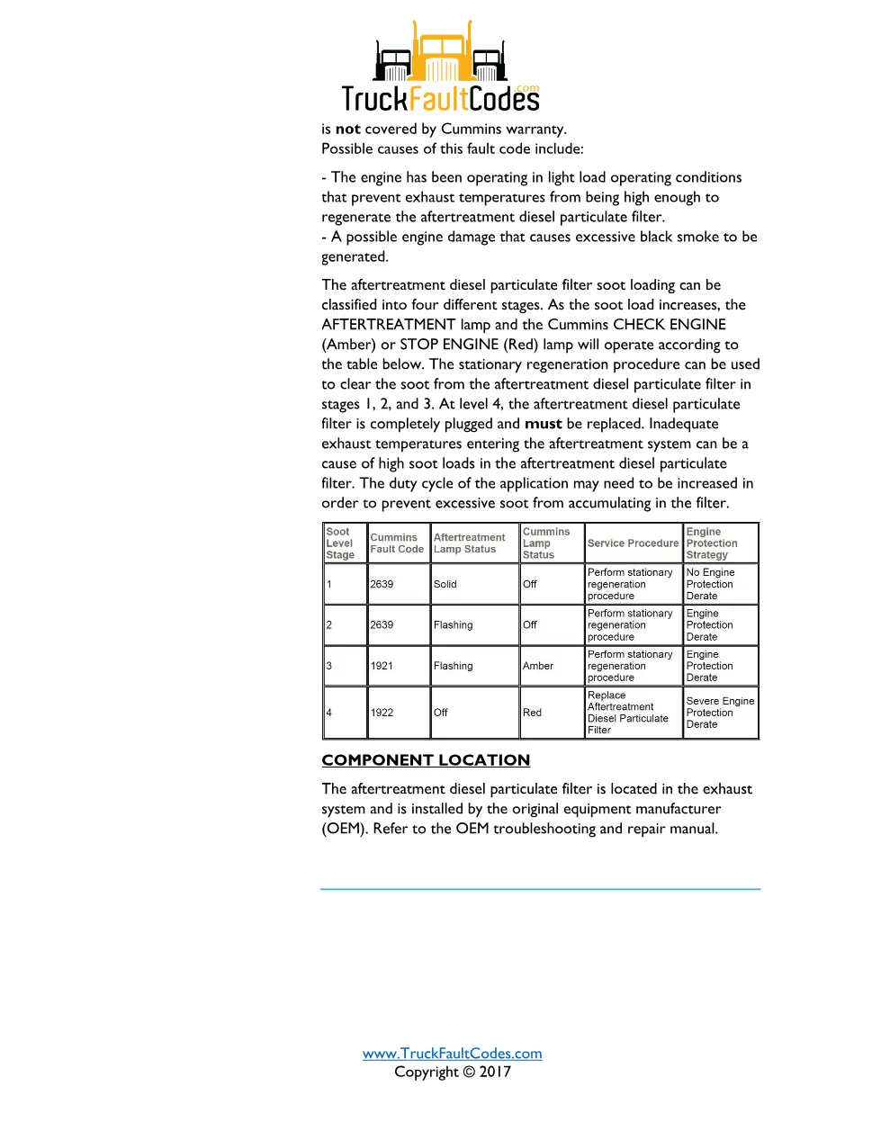 Cummins fault code 2639 — ISM CM871 (2007-09) DTC manual — SPN - preview page 2 of 3