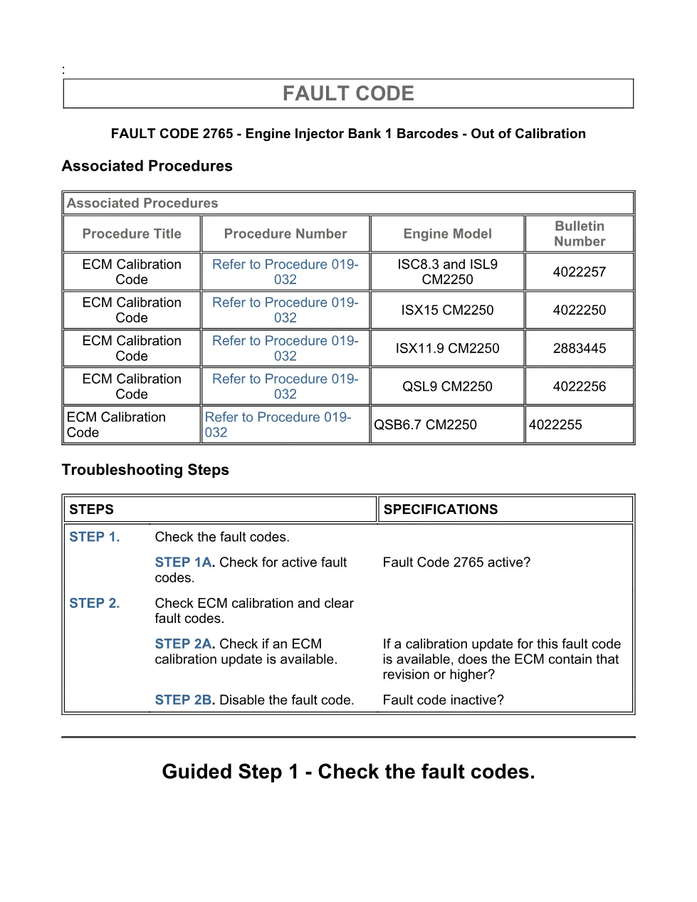 Cummins fault code 2765 — Engine Injector Bank 1 Barcodes, SPN - page 3 is available after signing in