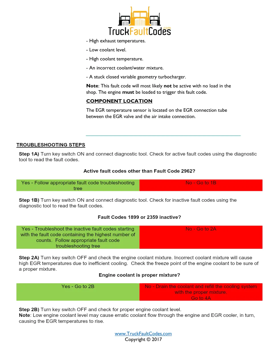 Cummins fault code 2962 — EGR temperature moderately severe - preview page 2 of 3