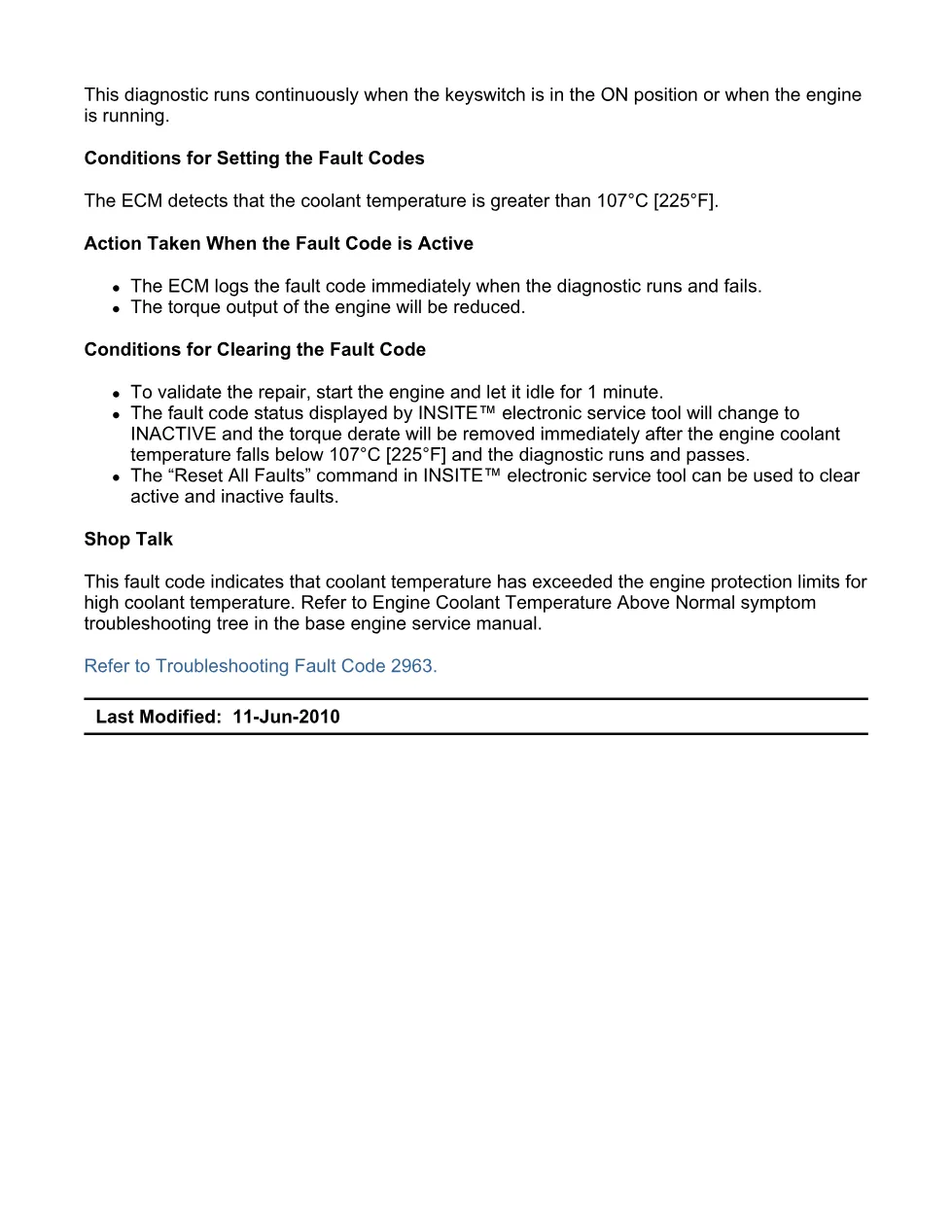 Cummins fault code 2963 — ISX11.9 CM2250 Engine Coolant – Service - preview page 2 of 6