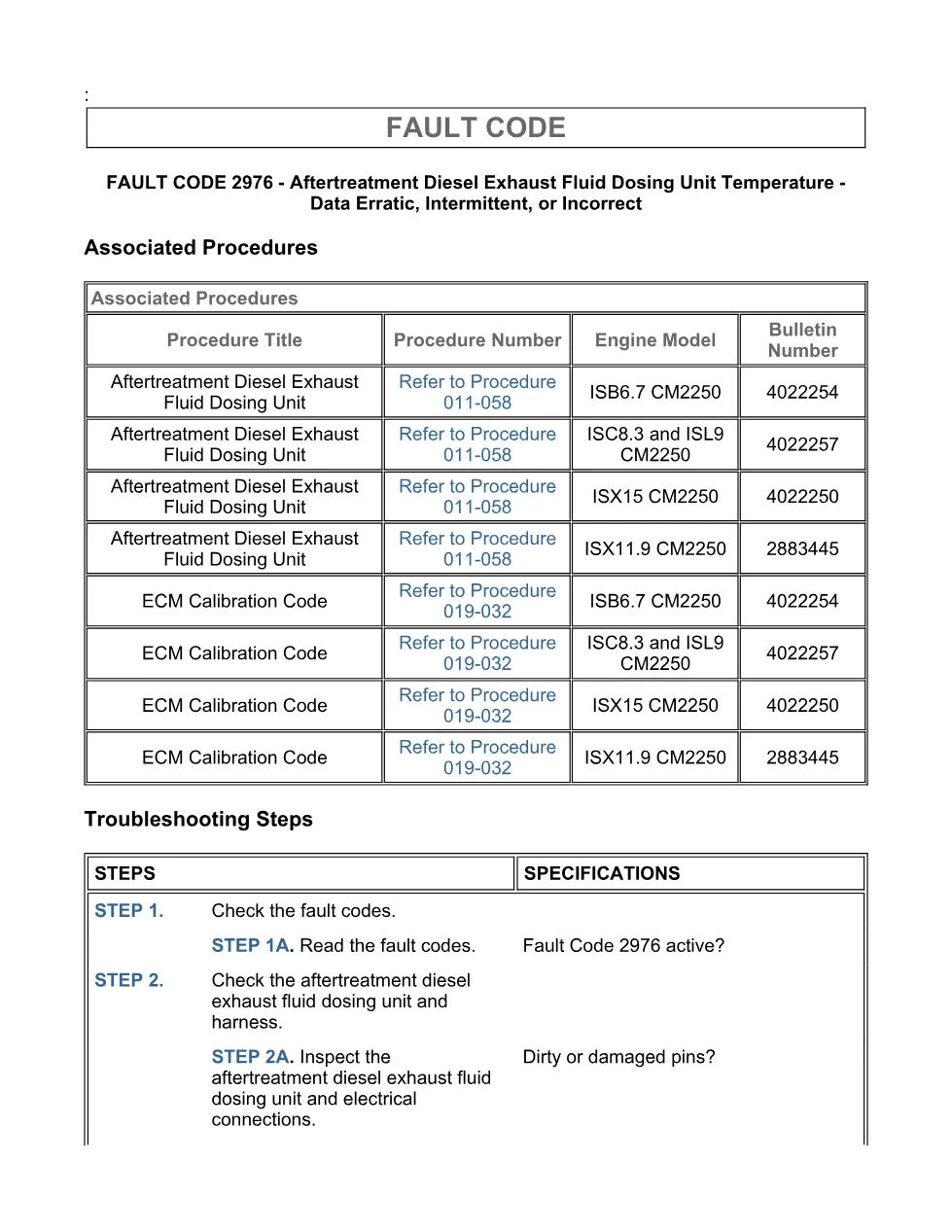 Cummins fault code 2976 — ISX11.9 CM2250 troubleshooting PDF, 11 - page 3 is available after signing in