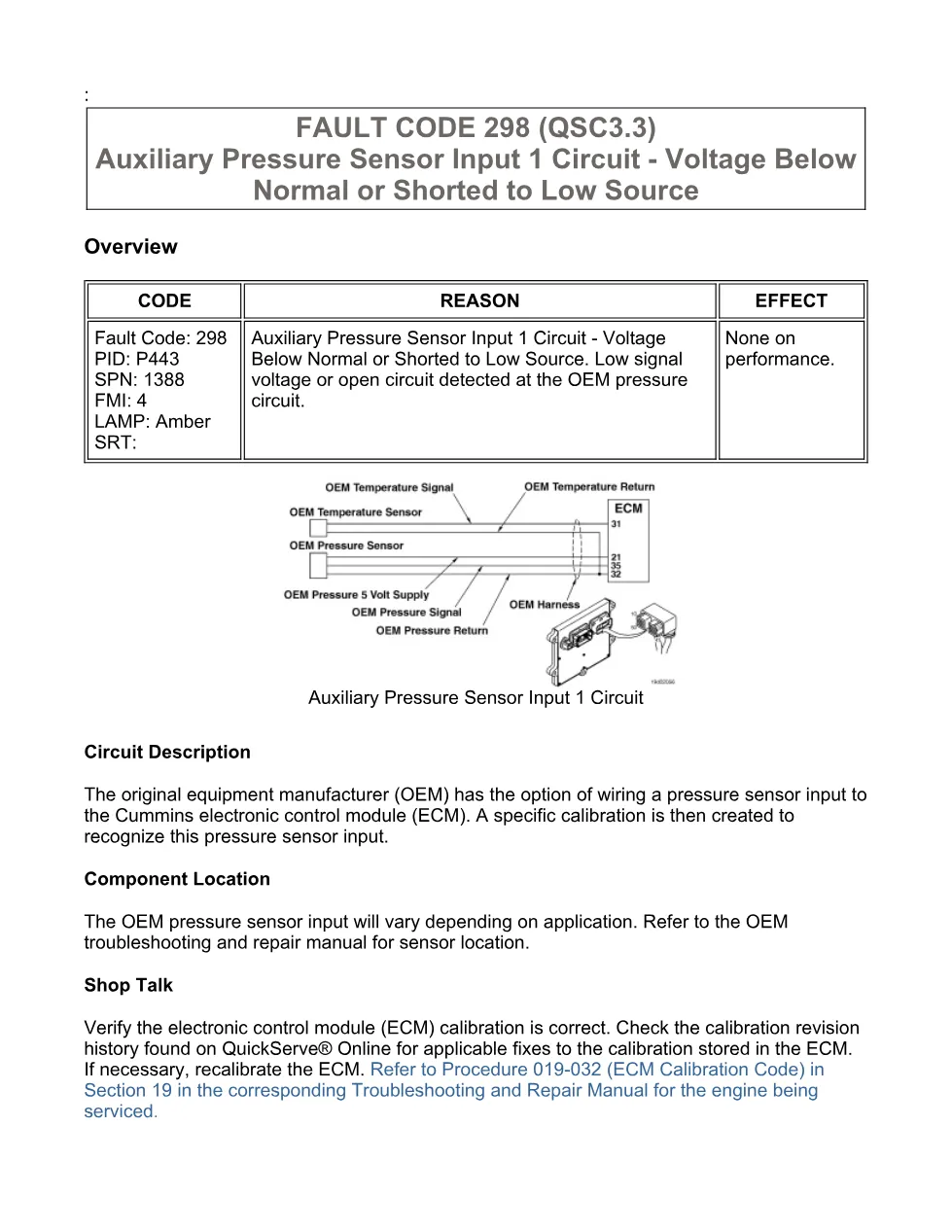 Cummins fault code 298 troubleshooting manual — Auxiliary – Guide - preview page 1 of 3