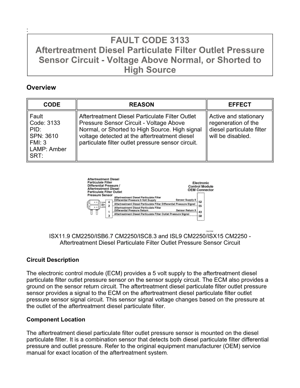 Cummins fault code 3133 — ISX11.9 CM2250 troubleshooting PDF, 15 - preview page 1 of 6