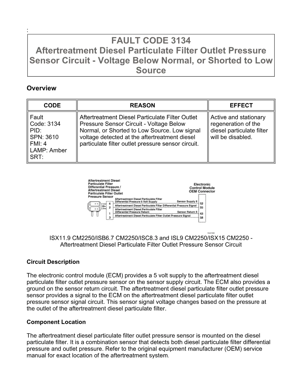 Cummins fault code 3134 — ISX11.9 CM2250 troubleshooting PDF, 17 - preview page 1 of 6