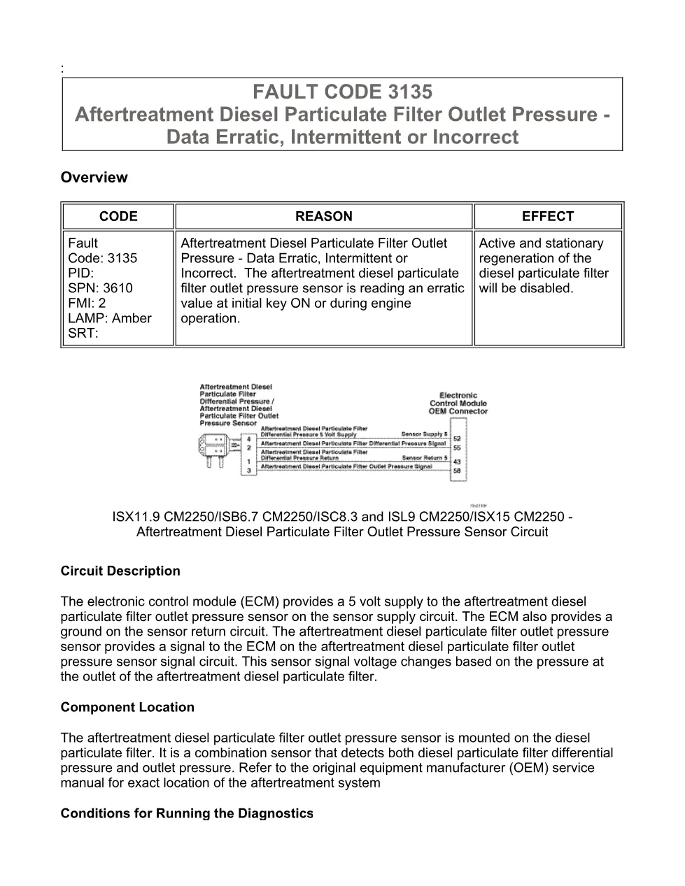 Cummins fault code 3135 — ISX11.9 CM2250 troubleshooting PDF, 19 - preview page 1 of 6