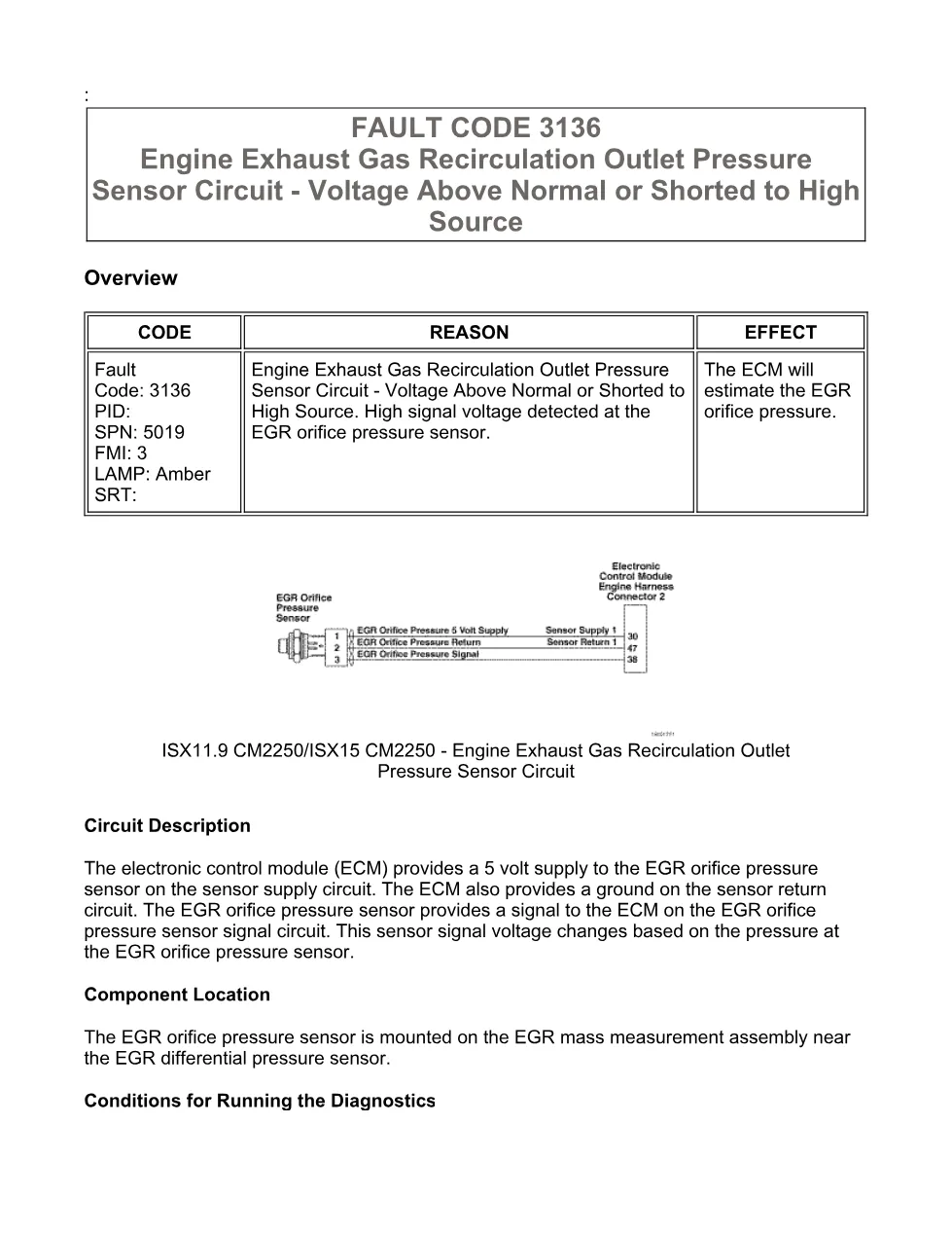 Cummins fault code 3136 — Engine Exhaust Gas Recirculation - preview page 1 of 6