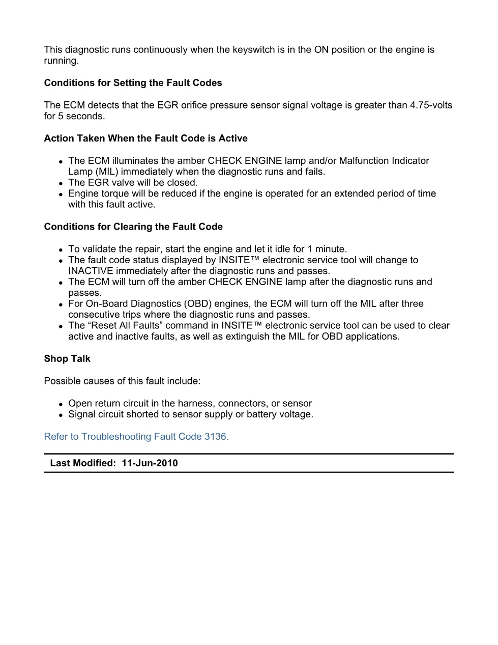 Cummins fault code 3136 — Engine Exhaust Gas Recirculation - preview page 2 of 6