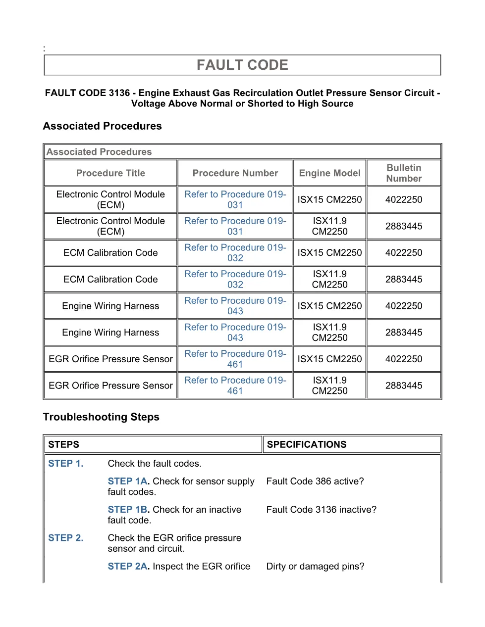 Cummins fault code 3136 — Engine Exhaust Gas Recirculation - page 3 is available after signing in