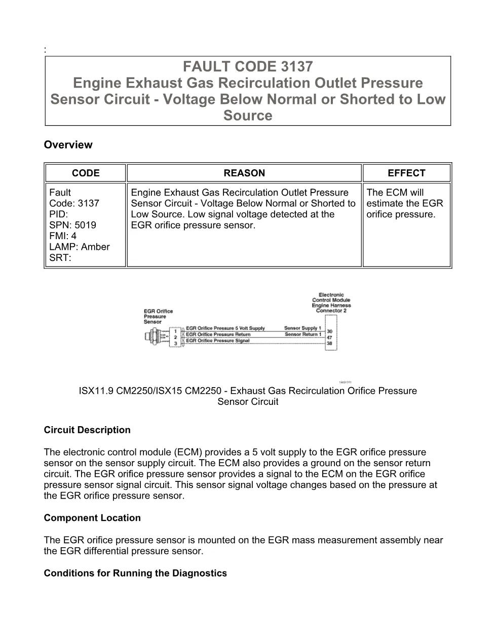 Cummins fault code 3137 — ISX11.9 CM2250 troubleshooting PDF, 15 - preview page 1 of 6