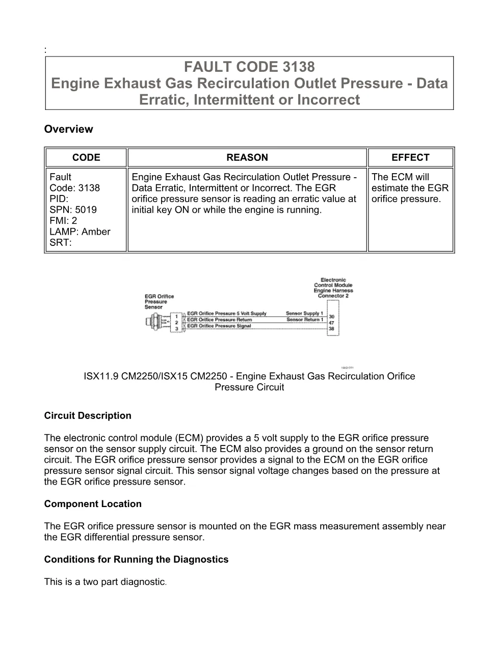 Cummins fault code 3138 — ISX11.9 CM2250 troubleshooting PDF, 12 - preview page 1 of 6