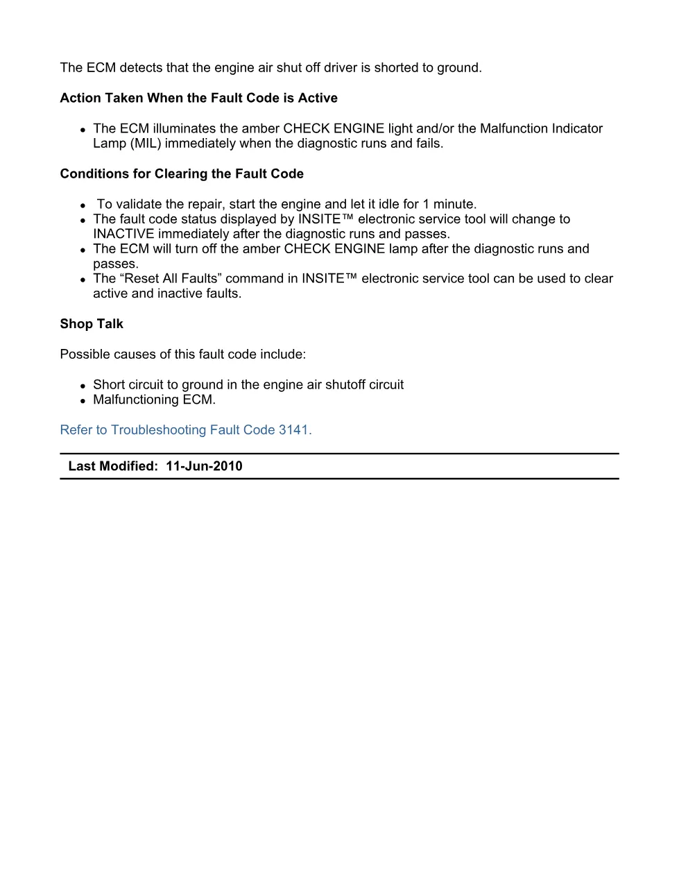Cummins fault code 3141 — ISX11.9 CM2250 Engine Air Shutoff - preview page 2 of 6