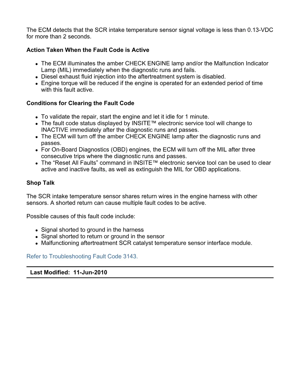 Cummins fault code 3143 — ISX11.9 CM2250 Aftertreatment SCR - preview page 2 of 6