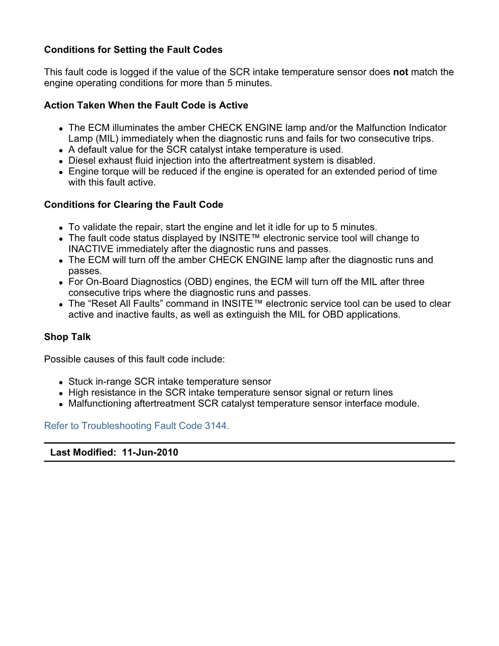 Cummins fault code 3144 — ISX11.9 CM2250 Aftertreatment SCR - preview page 2 of 6