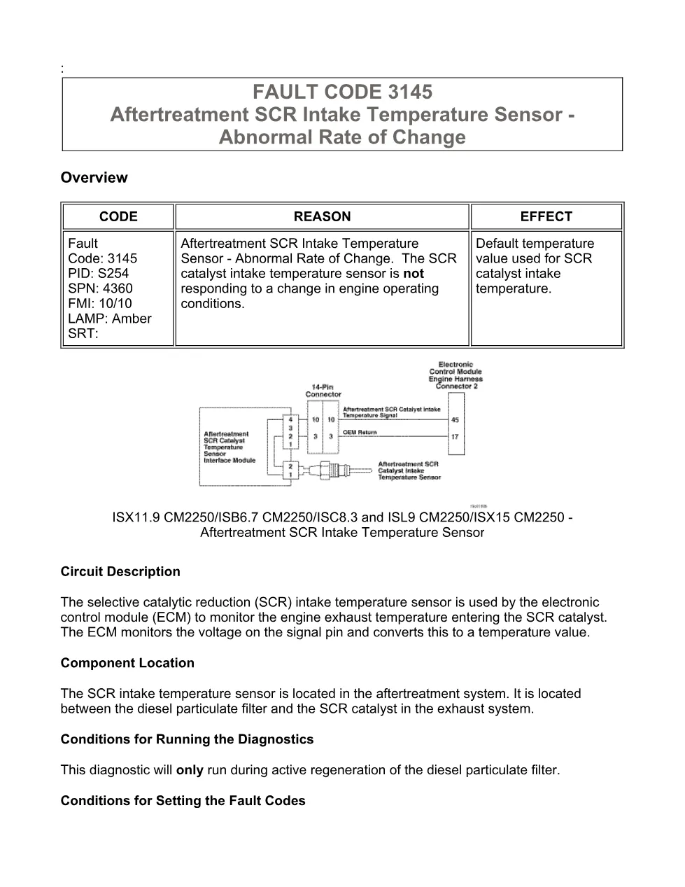 Cummins fault code 3145 — ISX11.9 CM2250 Aftertreatment SCR - preview page 1 of 6