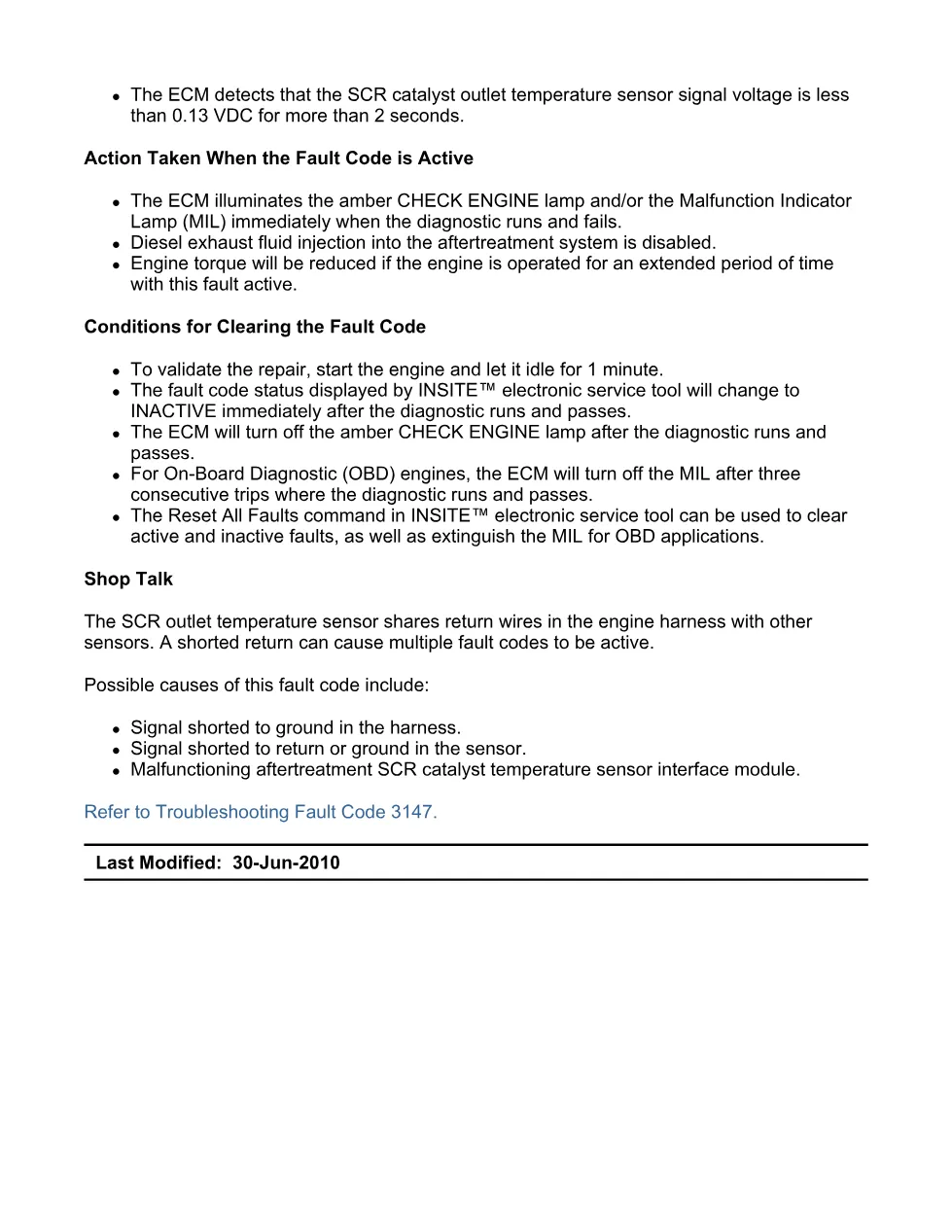 Cummins fault code 3147 – SCR outlet temp sensor low voltage - preview page 2 of 6