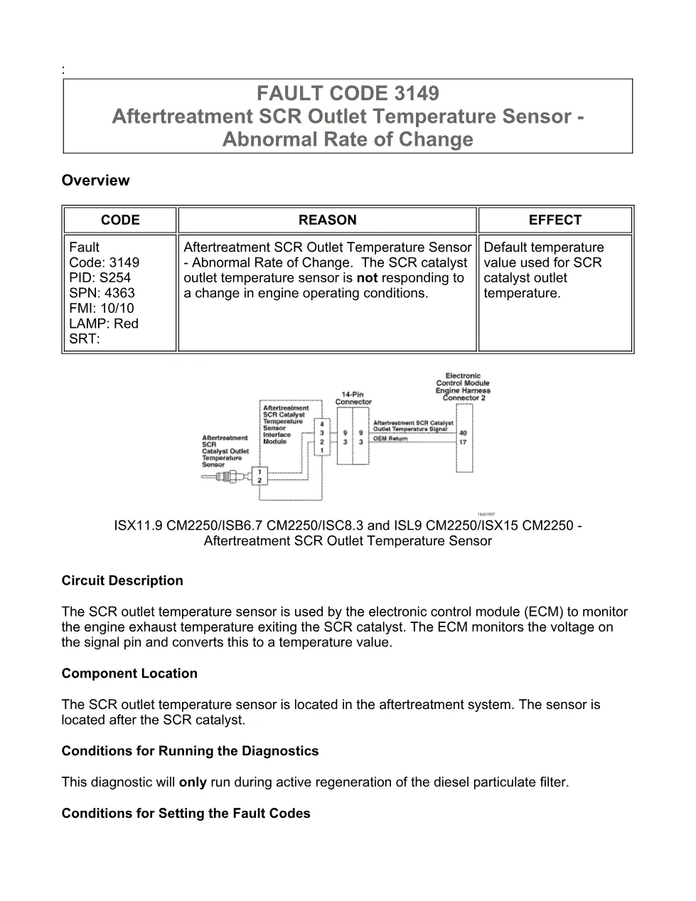 Cummins fault code 3149 — ISX11.9 CM2250 Aftertreatment SCR - preview page 1 of 6