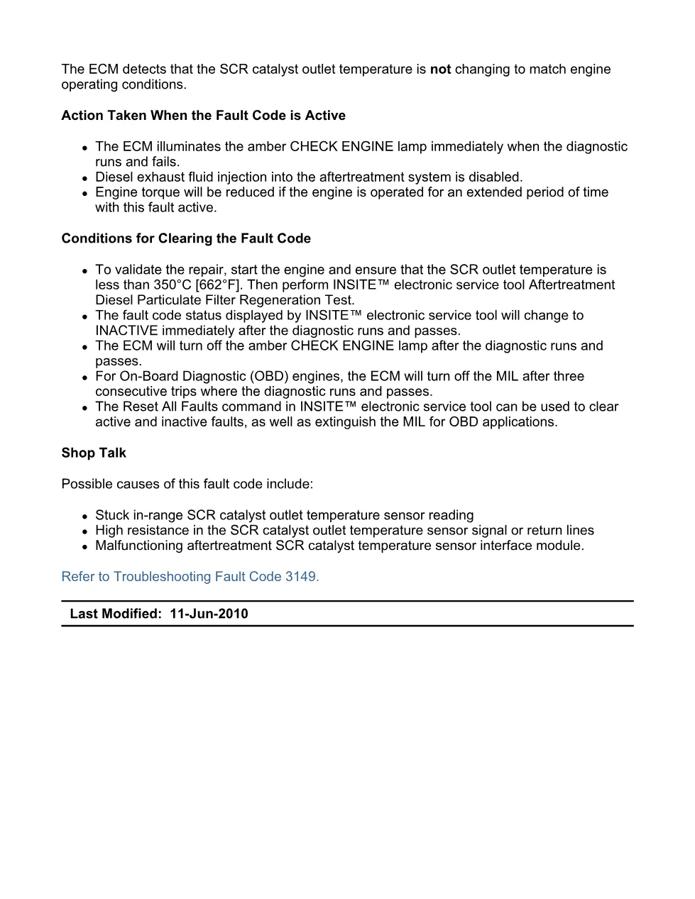 Cummins fault code 3149 — ISX11.9 CM2250 Aftertreatment SCR - preview page 2 of 6