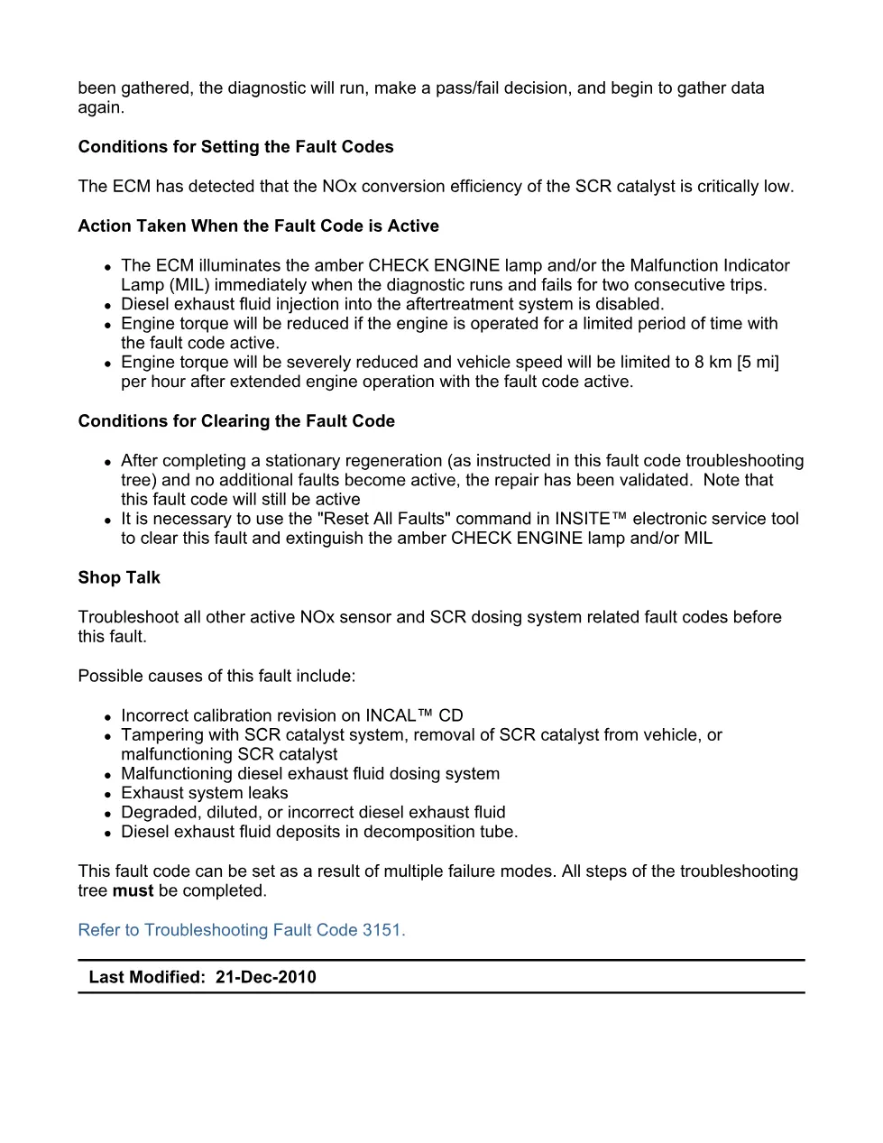 Cummins fault code 3151 — ISX11.9 CM2250 Electronic Control - preview page 2 of 6