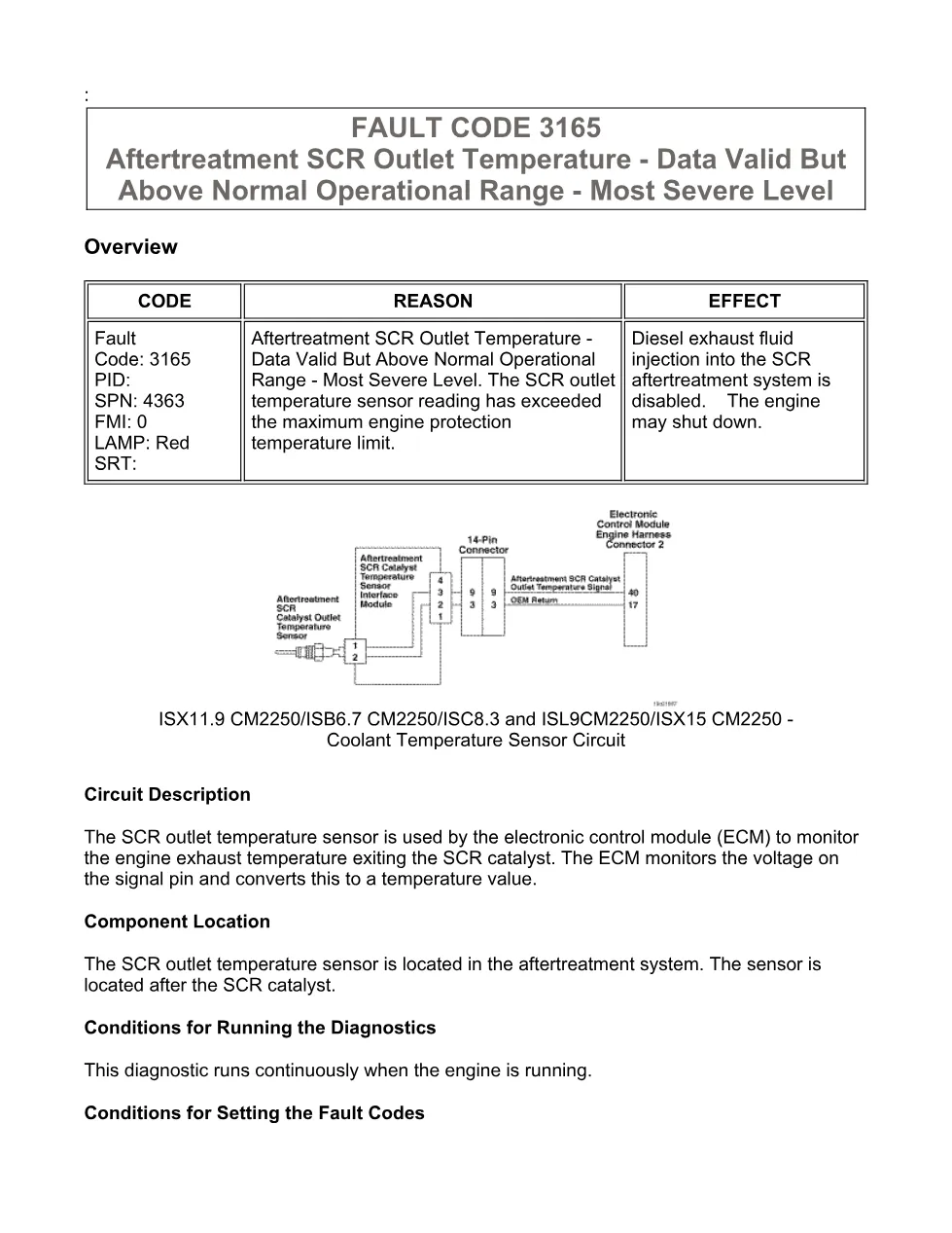 Cummins fault code 3165 – SCR outlet temperature high – Official - preview page 1 of 6