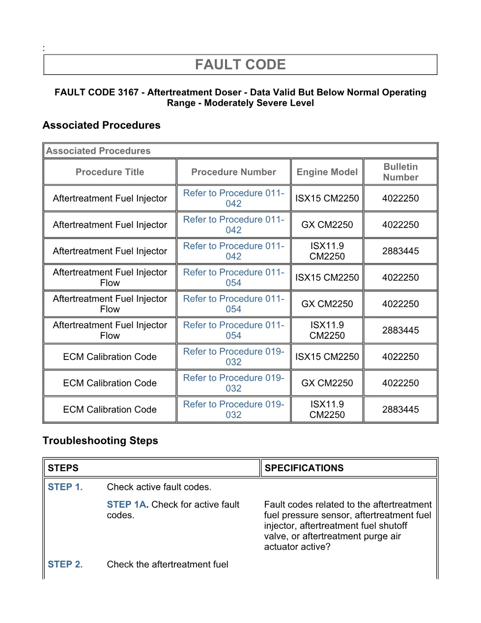 Cummins fault code 3167 — ISX11.9 CM2250 Aftertreatment Doser - page 3 is available after signing in