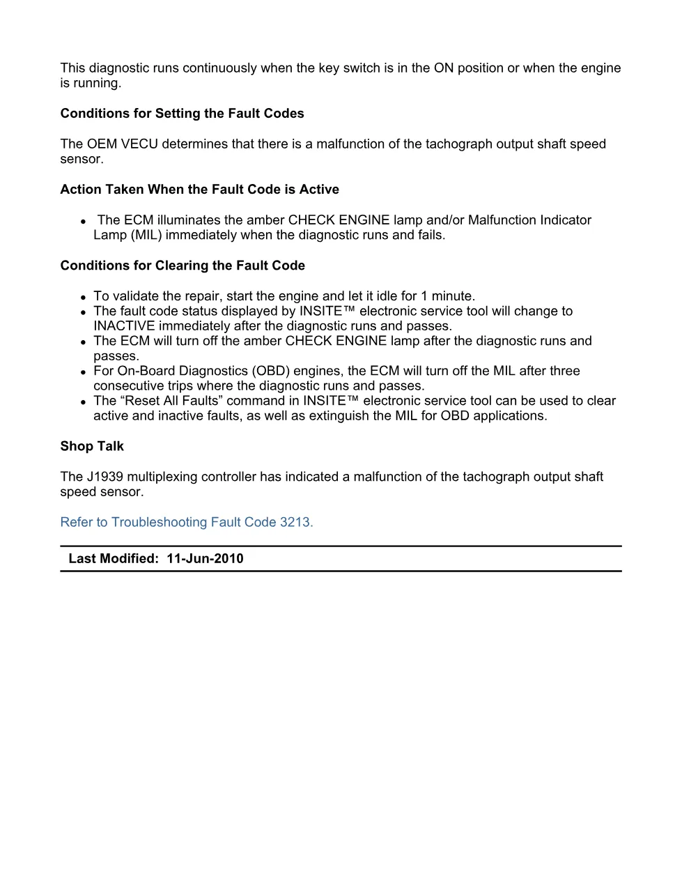 Cummins fault code 3213 – tachograph output shaft speed – Service - preview page 2 of 6