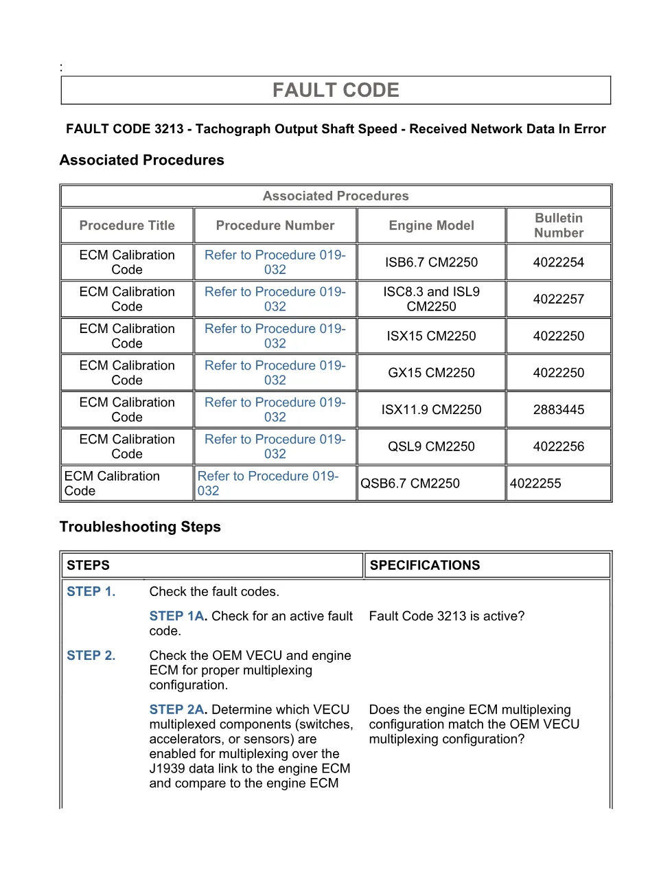 Cummins fault code 3213 – tachograph output shaft speed – Service - page 3 is available after signing in