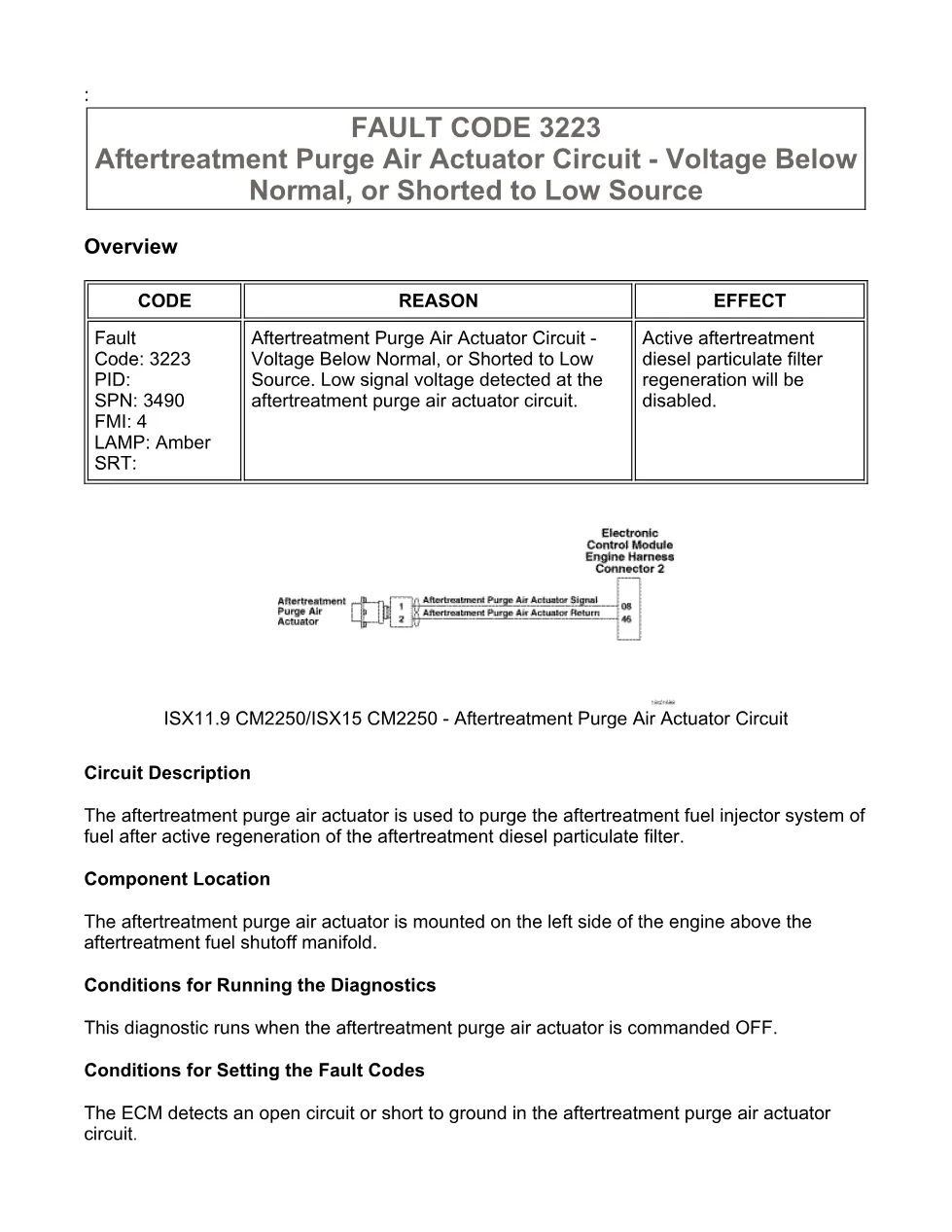 Cummins fault code 3223 – purge air actuator low voltage – Guide - preview page 1 of 6