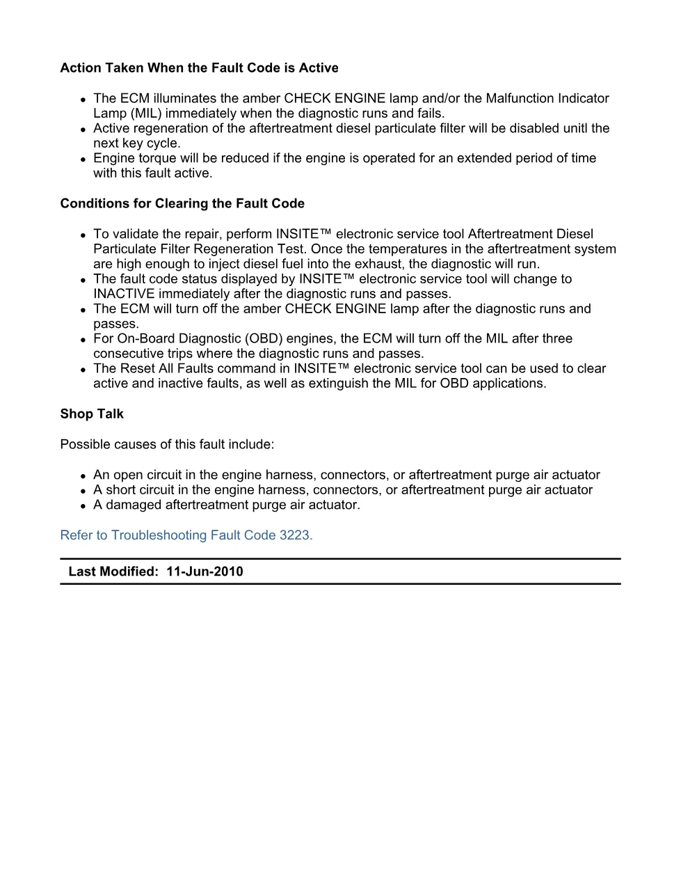 Cummins fault code 3223 – purge air actuator low voltage – Guide - preview page 2 of 6