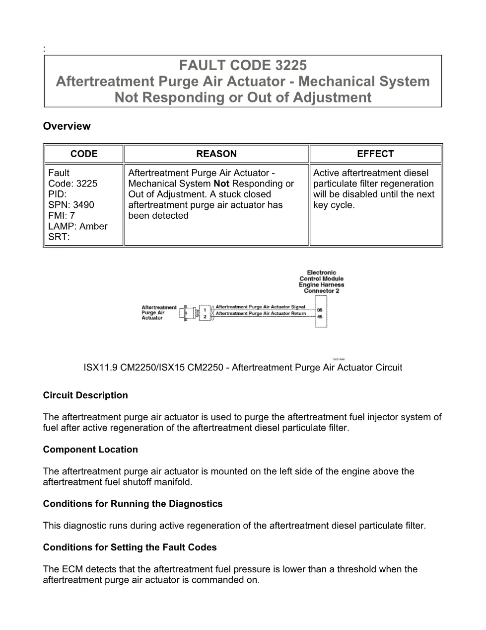 Cummins fault code 3225 – purge air actuator performance – Guide - preview page 1 of 6