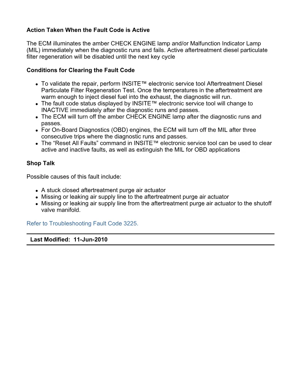 Cummins fault code 3225 – purge air actuator performance – Guide - preview page 2 of 6