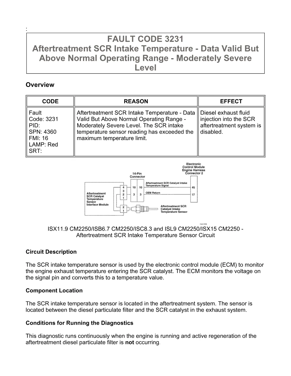Cummins fault code 3231 – SCR intake temperature high – Official - preview page 1 of 6