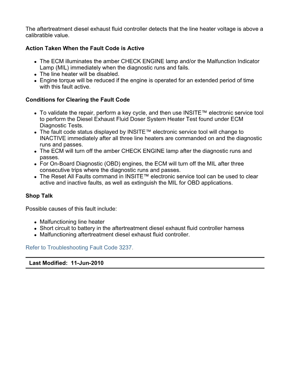 Cummins fault code 3237 manual — DEF line heater 1 circuit high - preview page 2 of 6