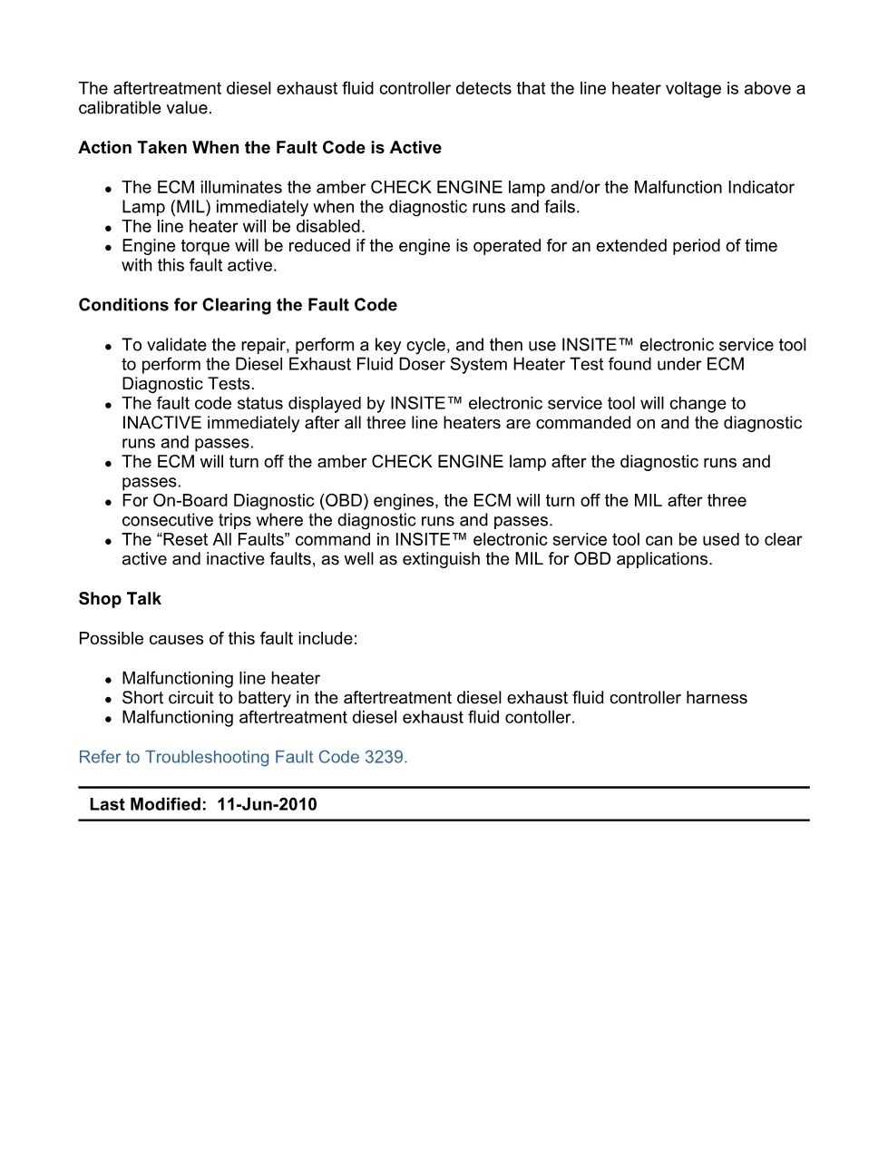 Cummins fault code 3239 manual — DEF line heater 2 circuit high - preview page 2 of 6