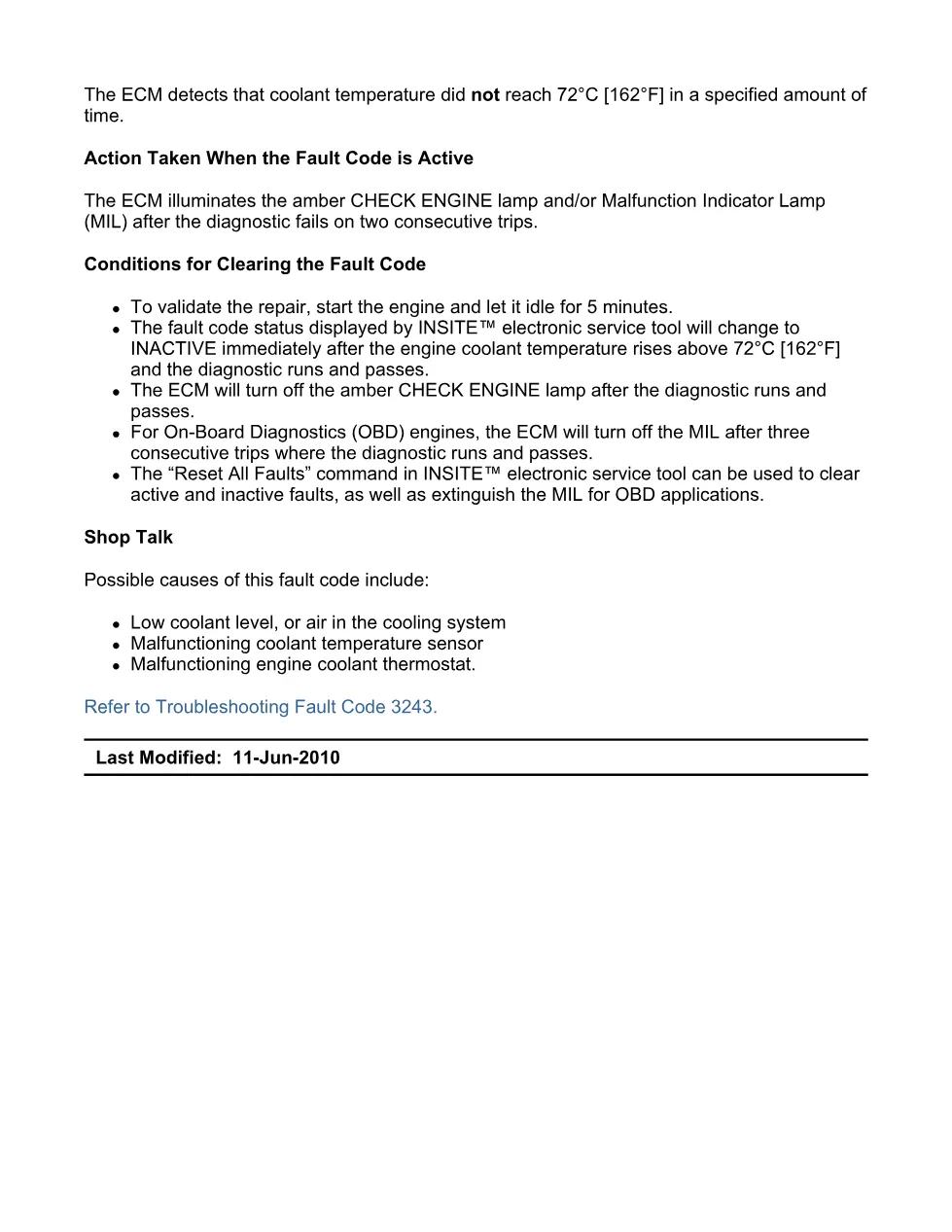 Cummins fault code 3243 – engine cooling system monitor – Service - preview page 2 of 6