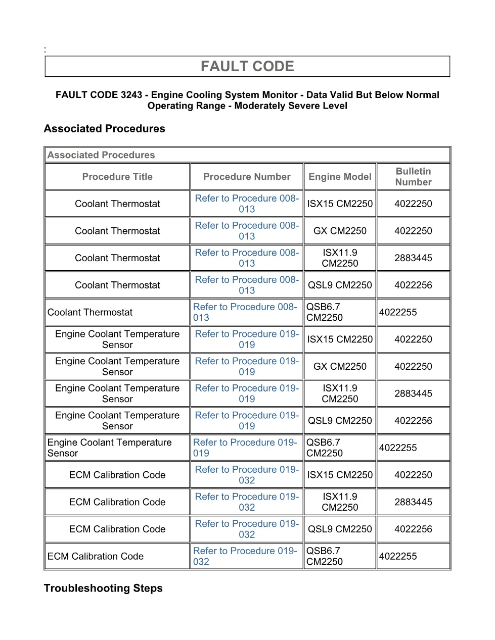 Cummins fault code 3243 – engine cooling system monitor – Service - page 3 is available after signing in