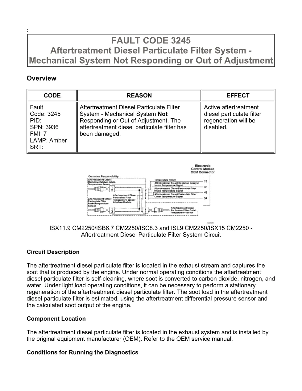 Cummins fault code 3245 – DPF not regenerating troubleshooting - preview page 1 of 6