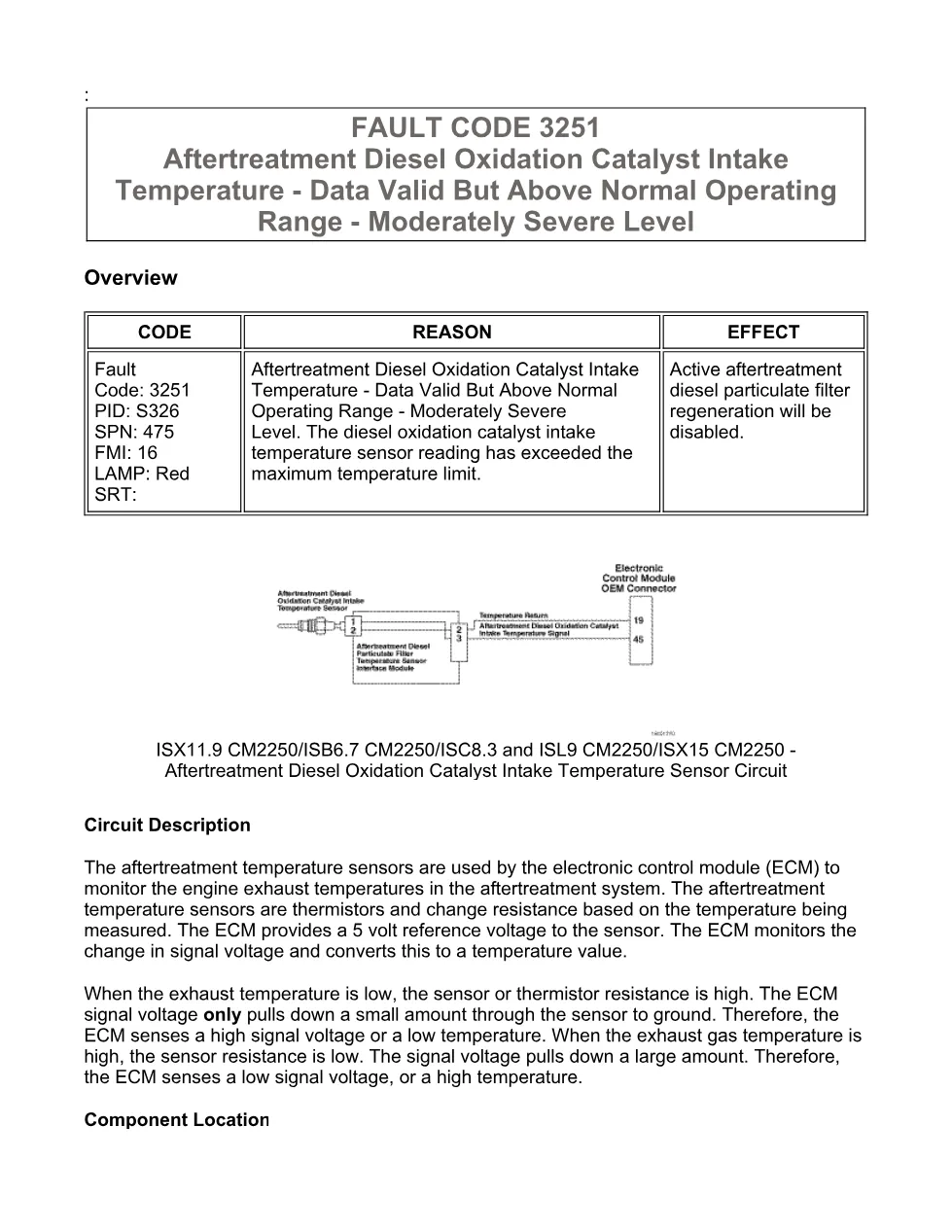 Cummins fault code 3251 – DOC intake temperature high – Official - preview page 1 of 6
