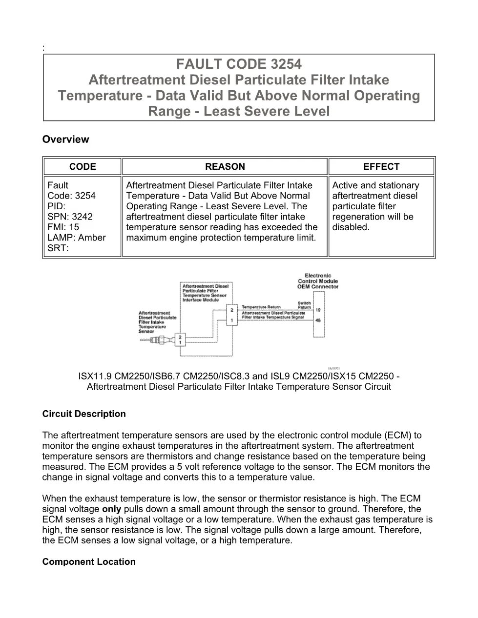 Cummins fault code 3254 manual — DPF intake temperature least - preview page 1 of 6