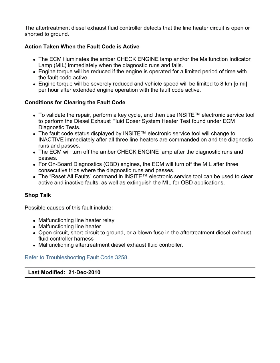 Cummins fault code 3258 – DEF line heater 1 circuit fault – Guide - preview page 2 of 6