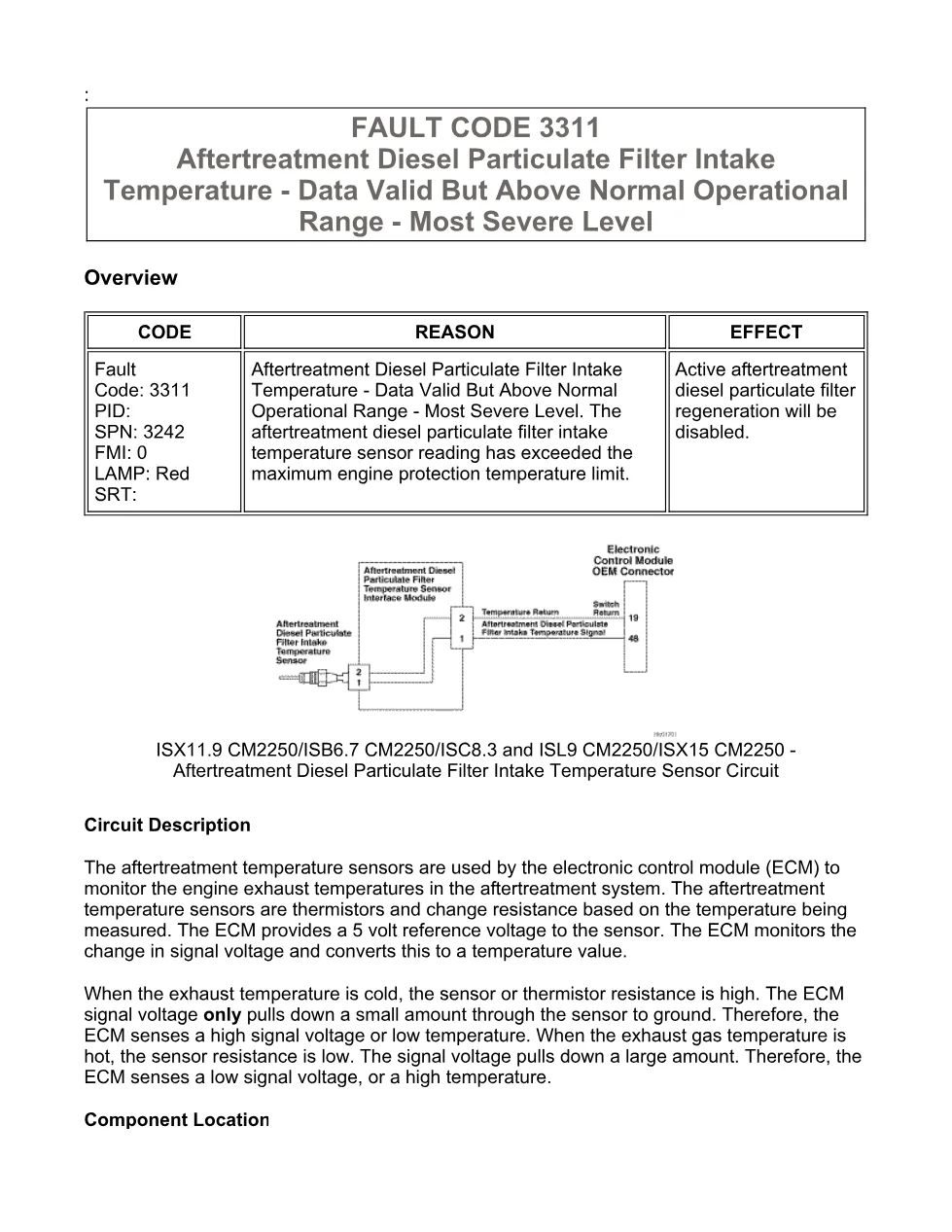 Cummins fault code 3311 manual — DPF intake temperature most - preview page 1 of 6